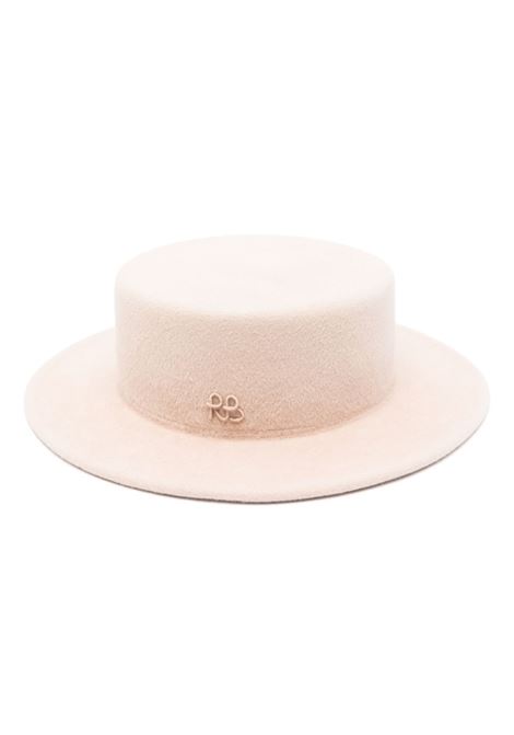 Beige monogram-embellished boater hat Ruslan Baginskiy - women